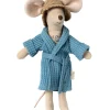 Maileg Bademantel Vater Maus Dusty Blue- Kleidung Für Die Maileg-mäuse|Puppenhaus Und Mäusehaus