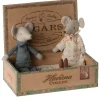 Maileg Opa und Oma Maus in einer Zigarrenschachtel- Puppenhaus Und Mäusehaus|Maileg Vater Und Mutter Maus / Opa Und Oma Maus