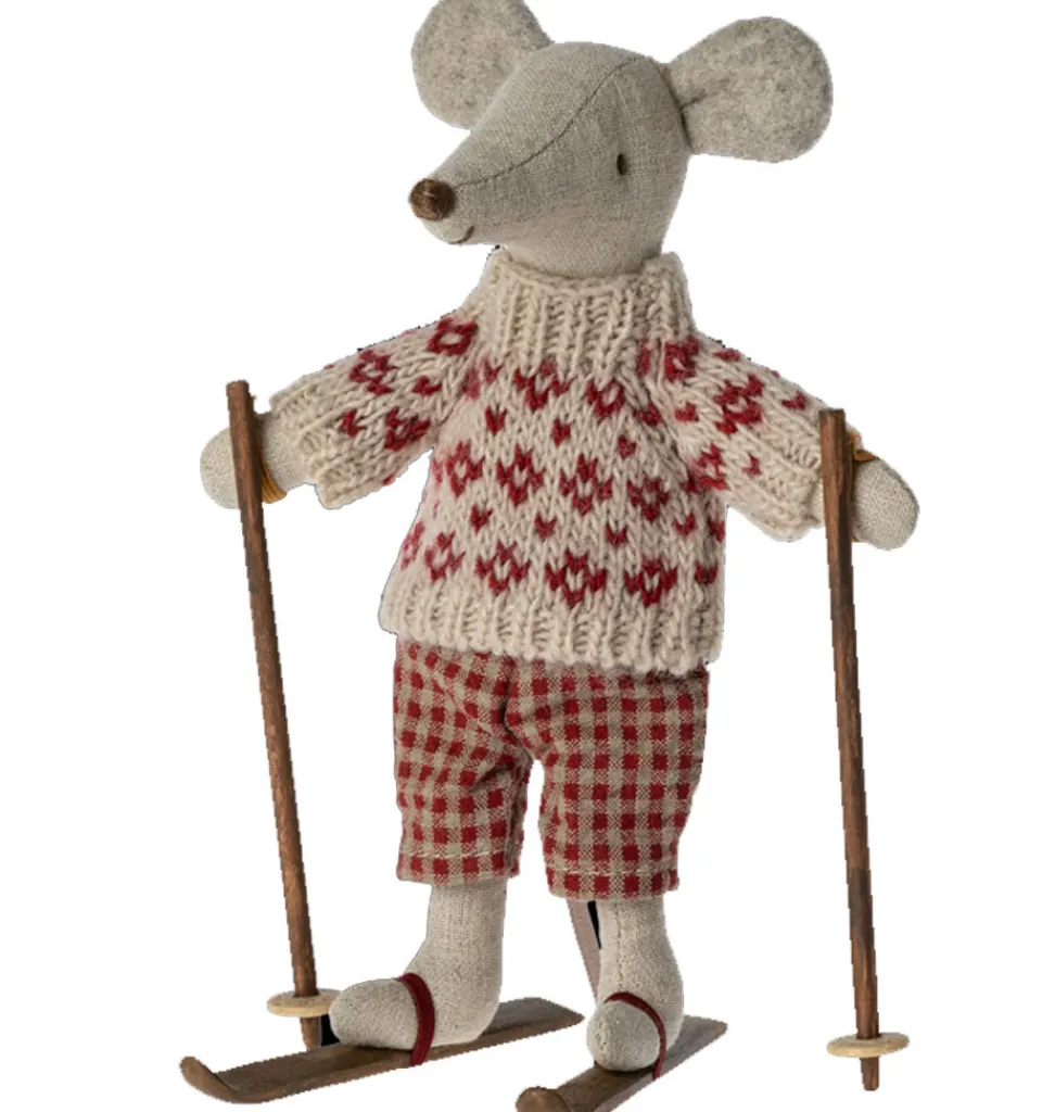 Maileg Wintermaus mit Skiset / Muttermaus- Puppenhaus Und Mäusehaus|Maileg Vater Und Mutter Maus / Opa Und Oma Maus