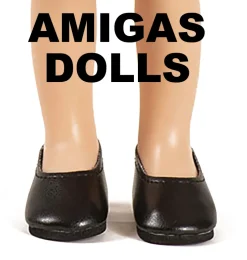Minikane Schwarze Schuhe für die Amigas-Puppen- Amigas Puppenkleidung Und Schuhe|Puppenschuhe / Puppenstiefel / Hausschuhe / Sandalen